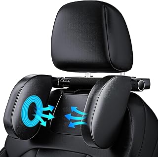 Kopfstütze Auto Kinder, Einfache Montage Abnehmbare Kopfstütze Auto, Höhenverstellbar Auto Nackenkissen für Kind bei längeren Autofahrten EIN Nickerchen (Schwarz, A05 PVC)