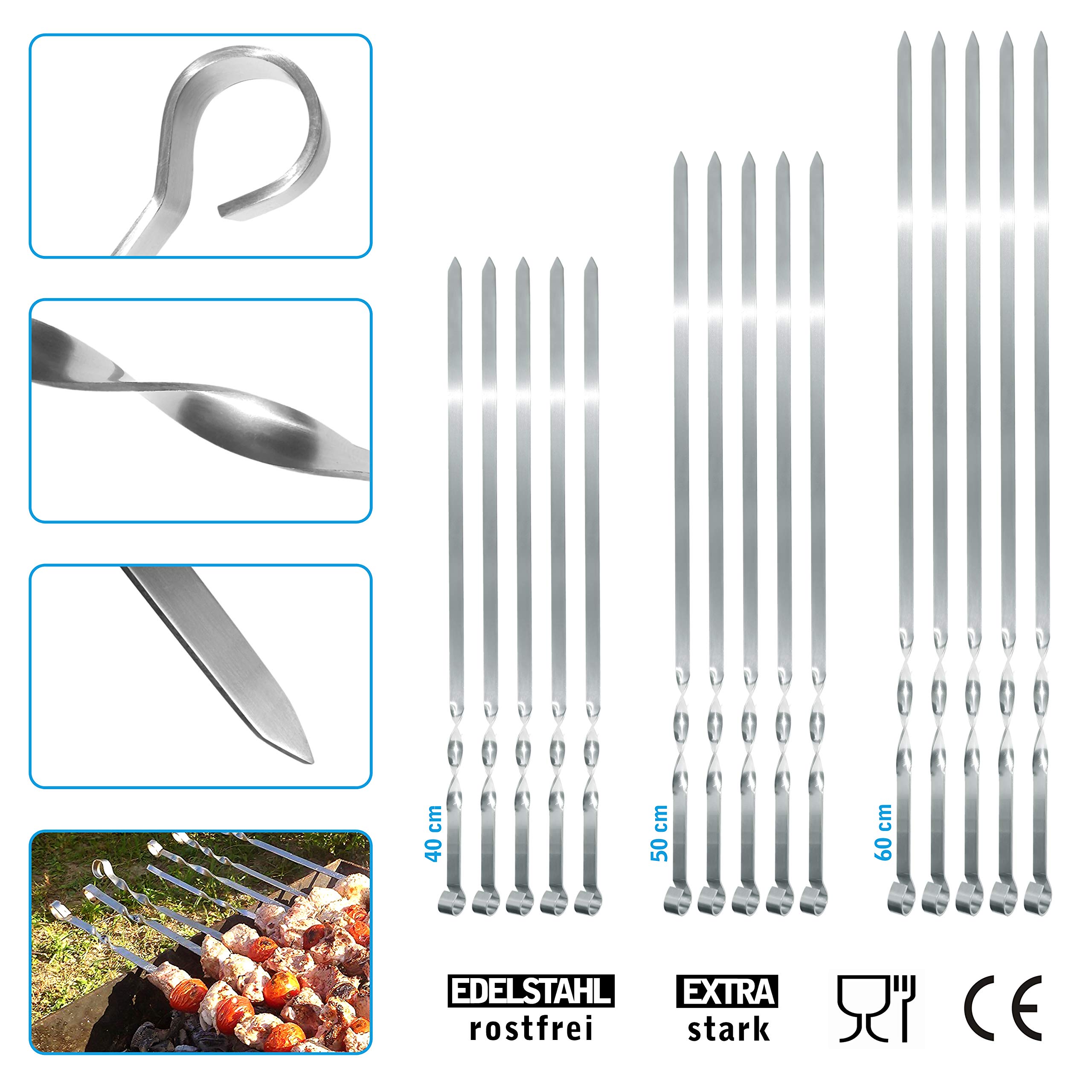 GMMH10 Barbecue skewers, Stainless Steel, Silver