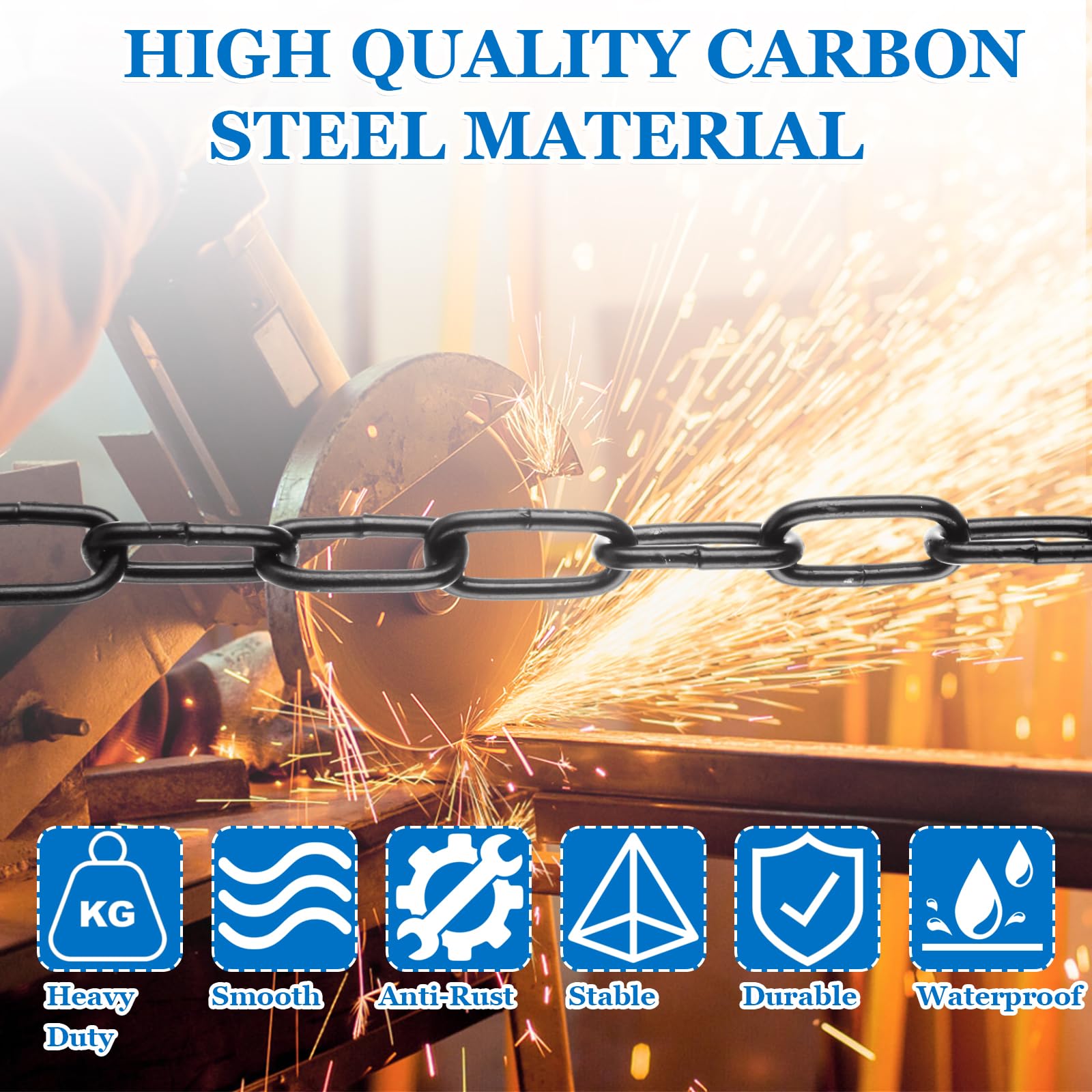 Heavy Duty Chain Link - 26.24ft Black Steel -4