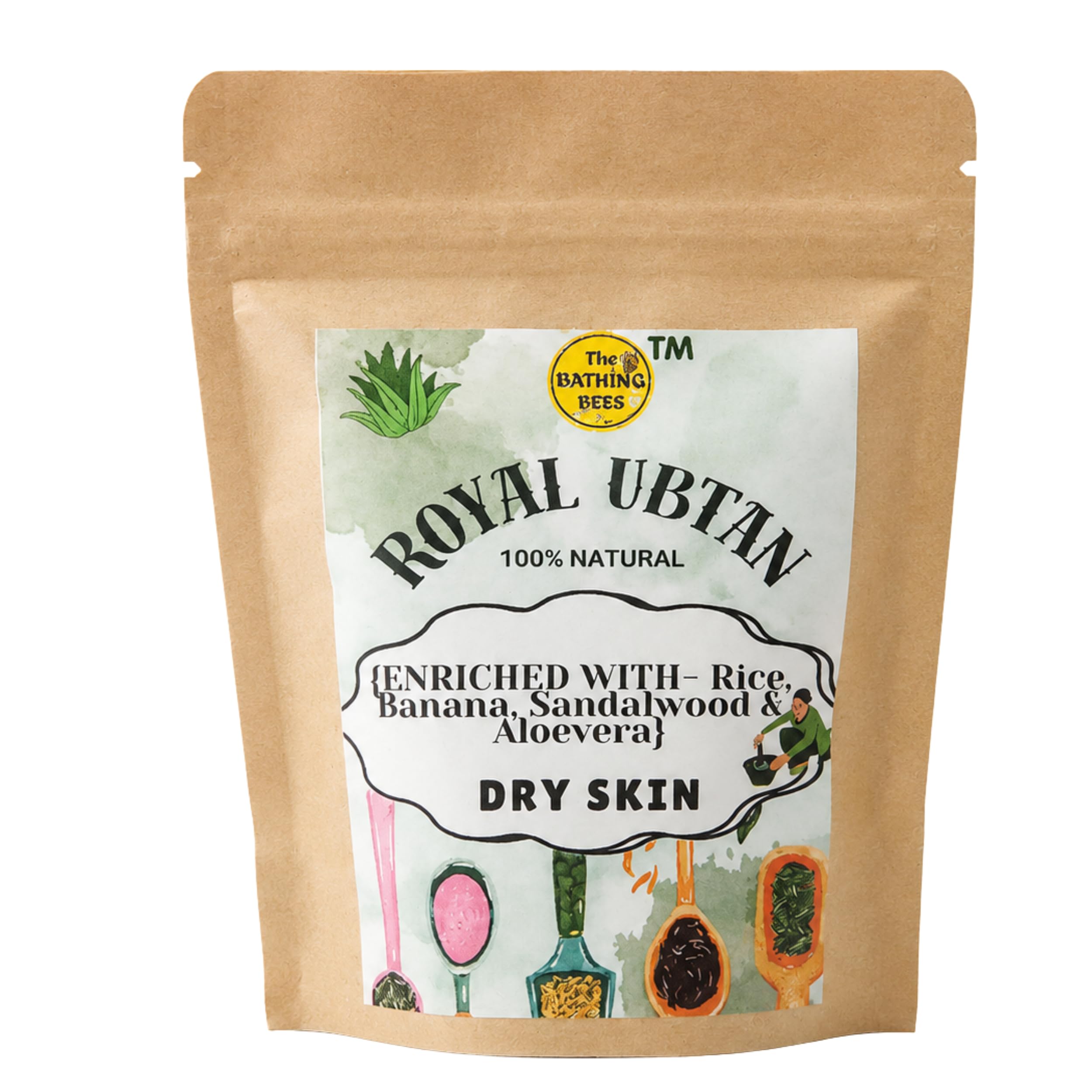 Royal Ubtan Powder for Dry Skin | Rice Banana Sandalwood Aloe Vera Herbal Face Pack | Ayurvedic Face & Body Bath Powder | Natural Cleanser Pack for Soft, Glowing Skin | 100 g ((Pack of 1 ))-image-43