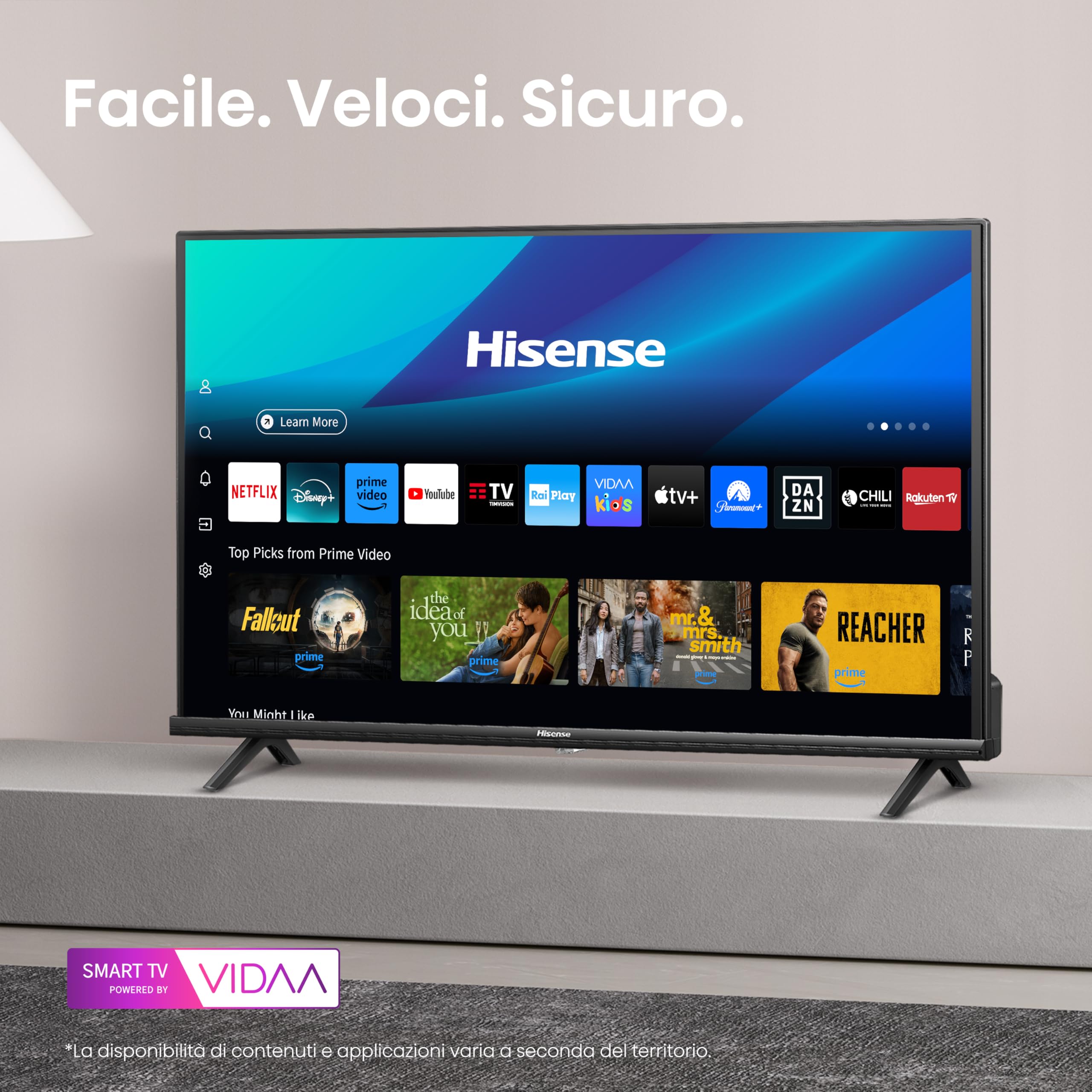 Hisense TV 32" HD Ready 2025 32E41QT, Smart TV VIDAA U8, Airplay2, Game Mode, Works with Alexa, Tuner DVB-T2/S2 HEVC 10, lativù, 32'', 2025 LED