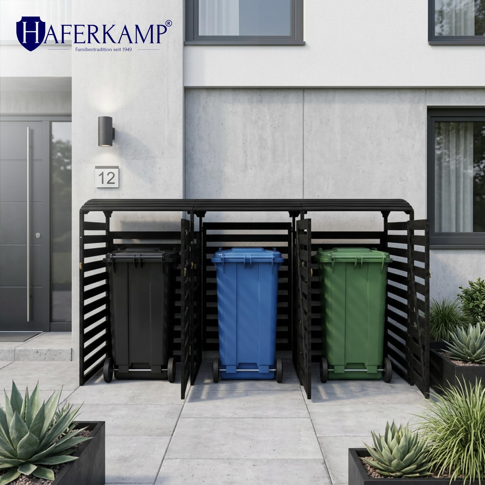 Mülltonnenbox Arkade 3er bis 240L HxBxT 219x92x122 cm Anthrazit