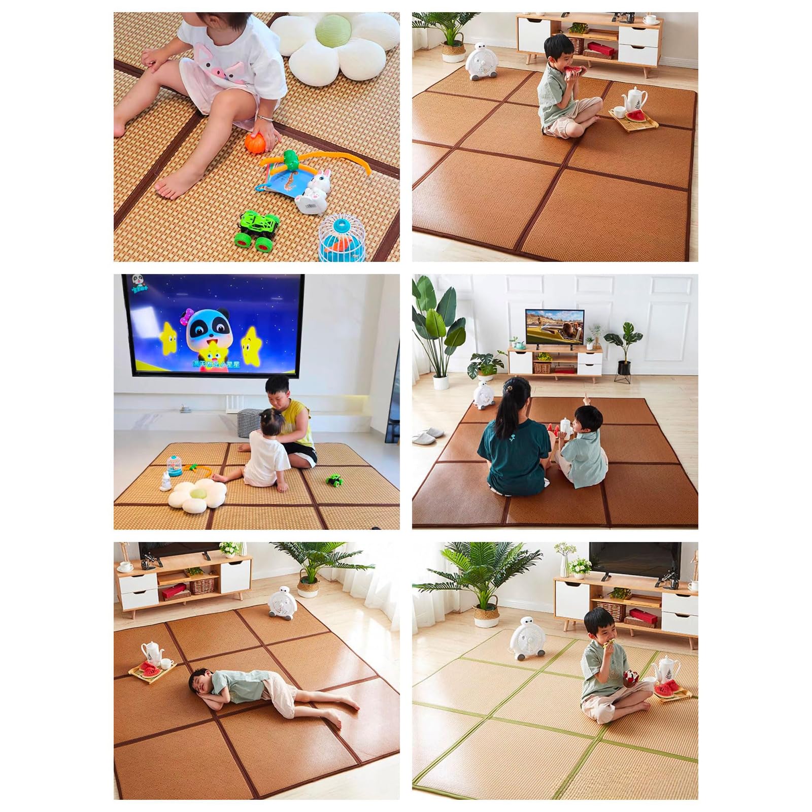 Tatami Lot de 6 grands tapis de sol antidérapants en mousse à mémoire de forme pour salon, chambre à coucher, tapis respirant