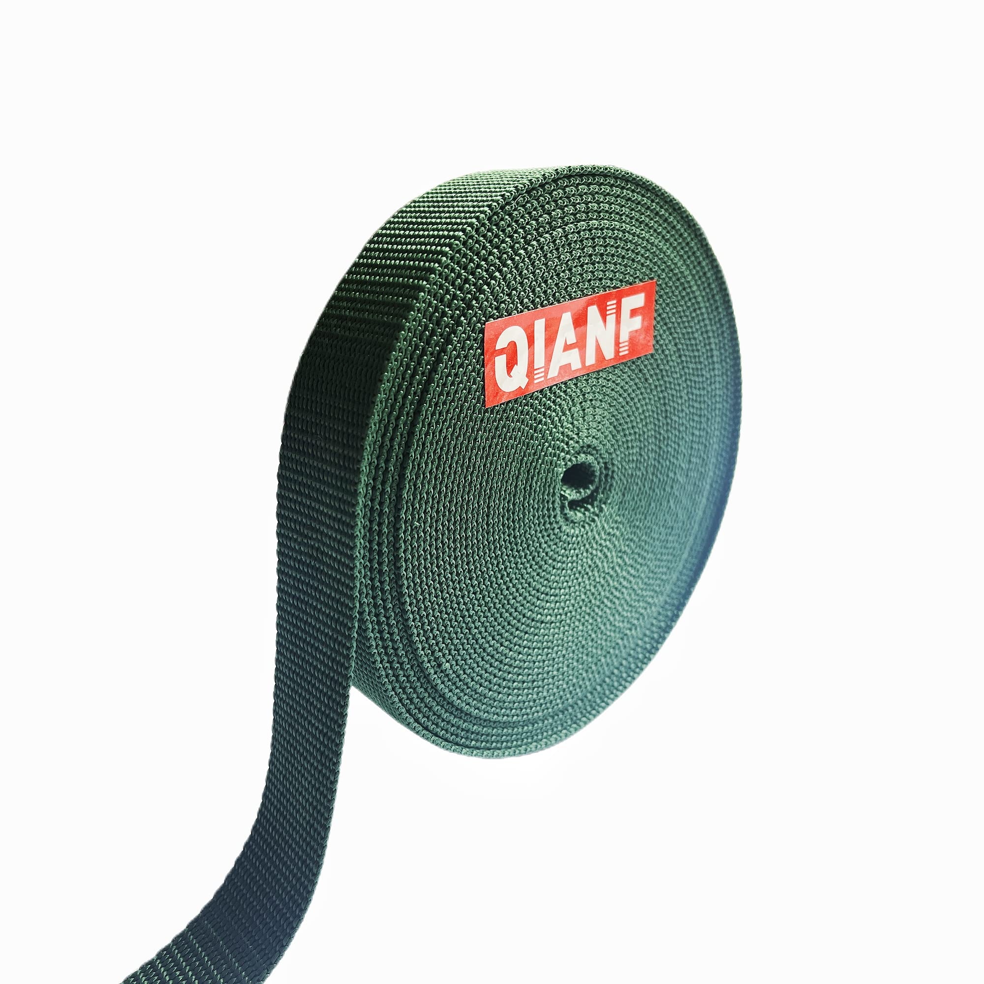 QIANF1 Inch Polypropylene Webbing 10 Yards Heavy Duty Thicken Poly Webbing Straps for Climbing DIY Crafts Belts Collars Outdoor Gear Repair, Dark Green