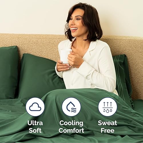 Miniatura 5 de Juego de sábanas extra profundas tamaño California King, sábanas transpirables y refrescantes de 6 piezas, juego de sábanas de lujo para hotel,