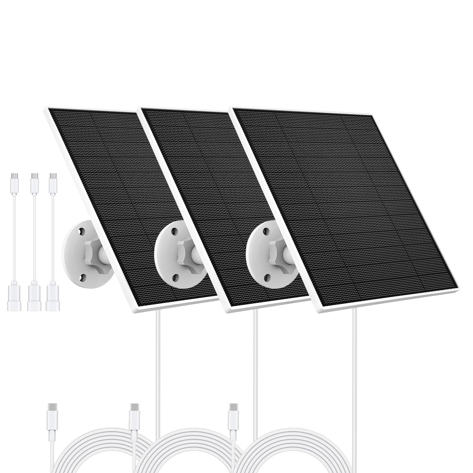 Panel Solar para Cámara Exterior Eufy, Compatible con la Cámara Eufycam, Suministro Continuo de Energía, Ncluye Cable de Carga de 9.8 pies, IP65 Resistente al Agua, Paquete de 3