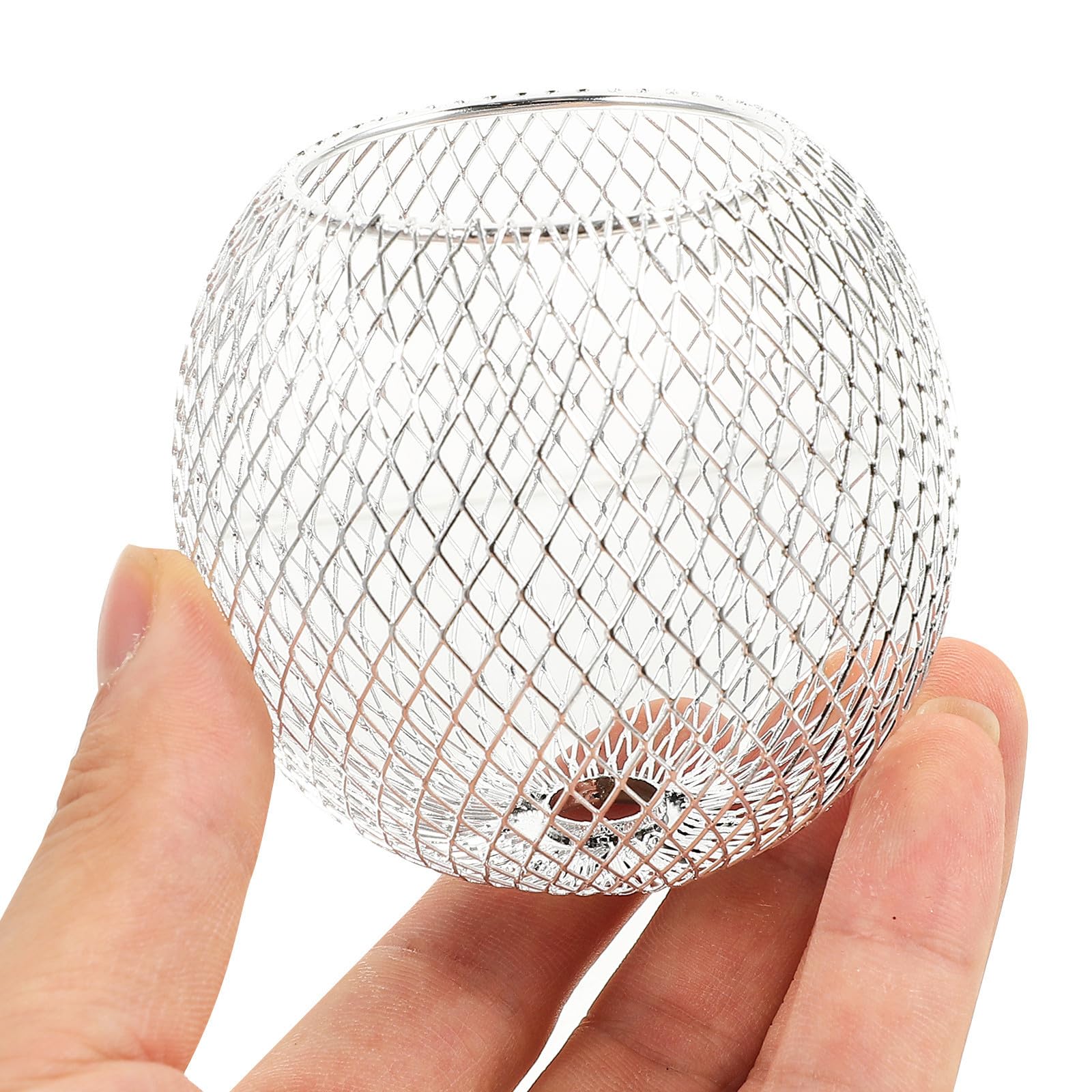 Pantalla de Lámpara de Metal Artesanal Plata, Decoración Difusa Fácil de Instalar, 3 Piezas, Apertura 10mm, Pantalla de Lámpara Metálica Esférica Calada para Varios estilos