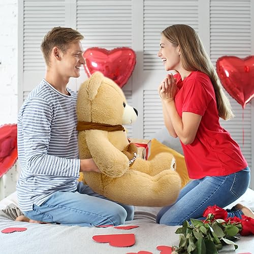 Miniatura 3 de Oso de peluche para el día de San Valentín, animal de peluche gigante de 31 pulgadas con bufanda y corazón de amor, regalo para el día de San