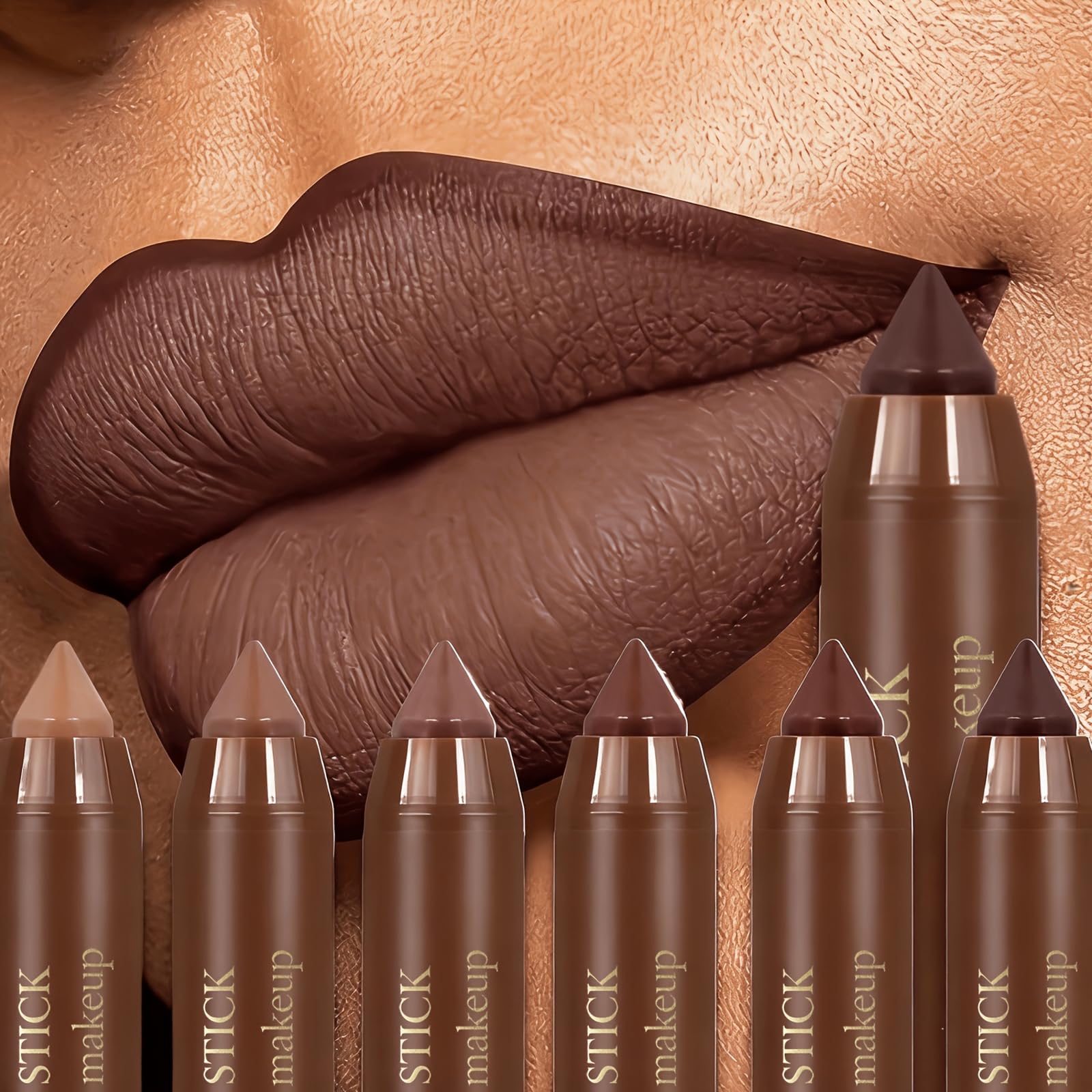 6 Pcs Matte Lip Liner and Lipstick Set for Women Daily Elegant Makeup