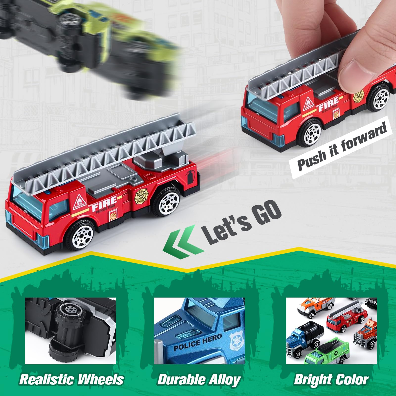 Auto Spielzeug Set Überraschungsei Stadtautos und Lastwagen Druckgussauto 12 Stück Spielzeugfahrzeug Blindboxen Überraschungsei Zurückziehen Fahrzeuge Ostern Geburtstag Geschenk für Kinder ab 3+ Jahre - 4