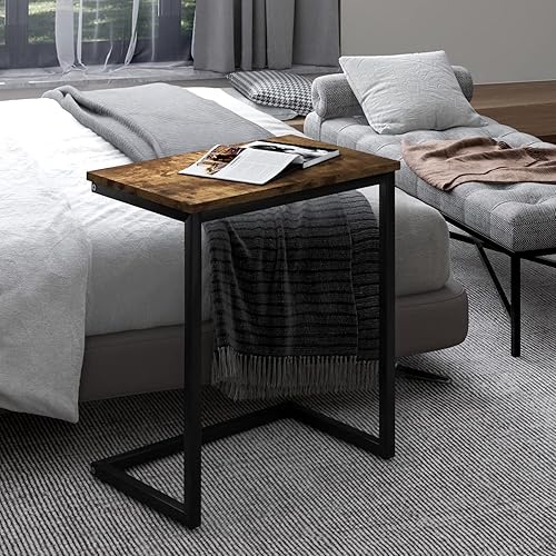 Miniatura 6 de Mesa auxiliar de sofá C con decoración de madera, bandeja de café, mesa auxiliar para aperitivos, soporte para portátil sobre la cama, escritorio de