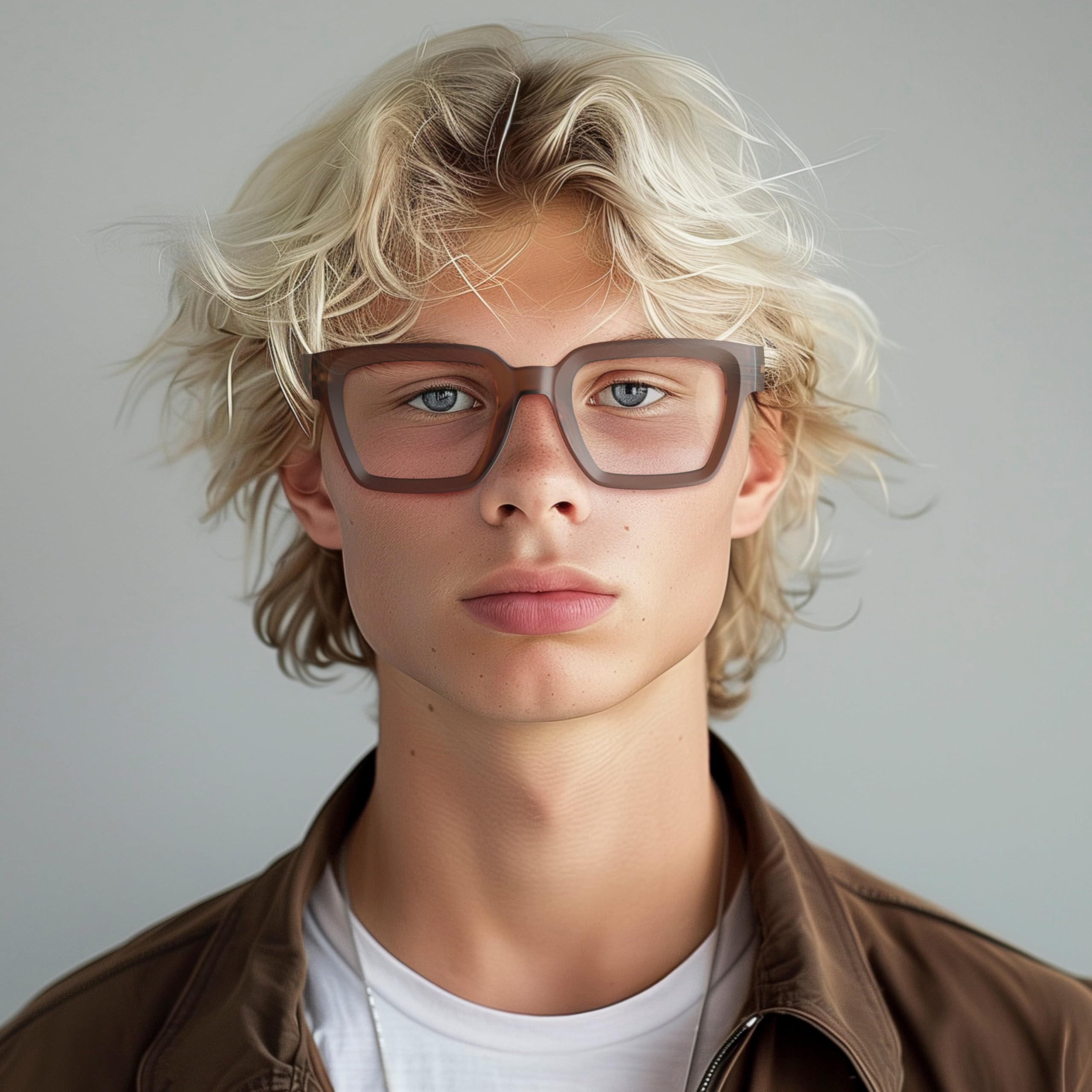 LONDON MOLE® Phoenix large oversized reading glasses, Rubberised Transparent Brown, 51 millimeters - Image 4