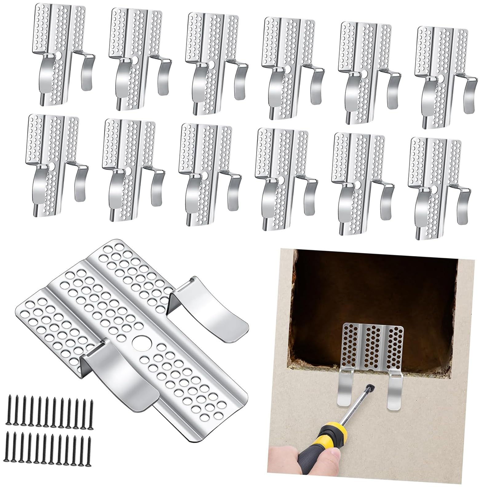 Kfwfuaee B Multipurpose Dry Wall Repair Clips Set Of 12/20 Durability Stainless Steel Fixing Tool For Wall Restoration Repair Clamps