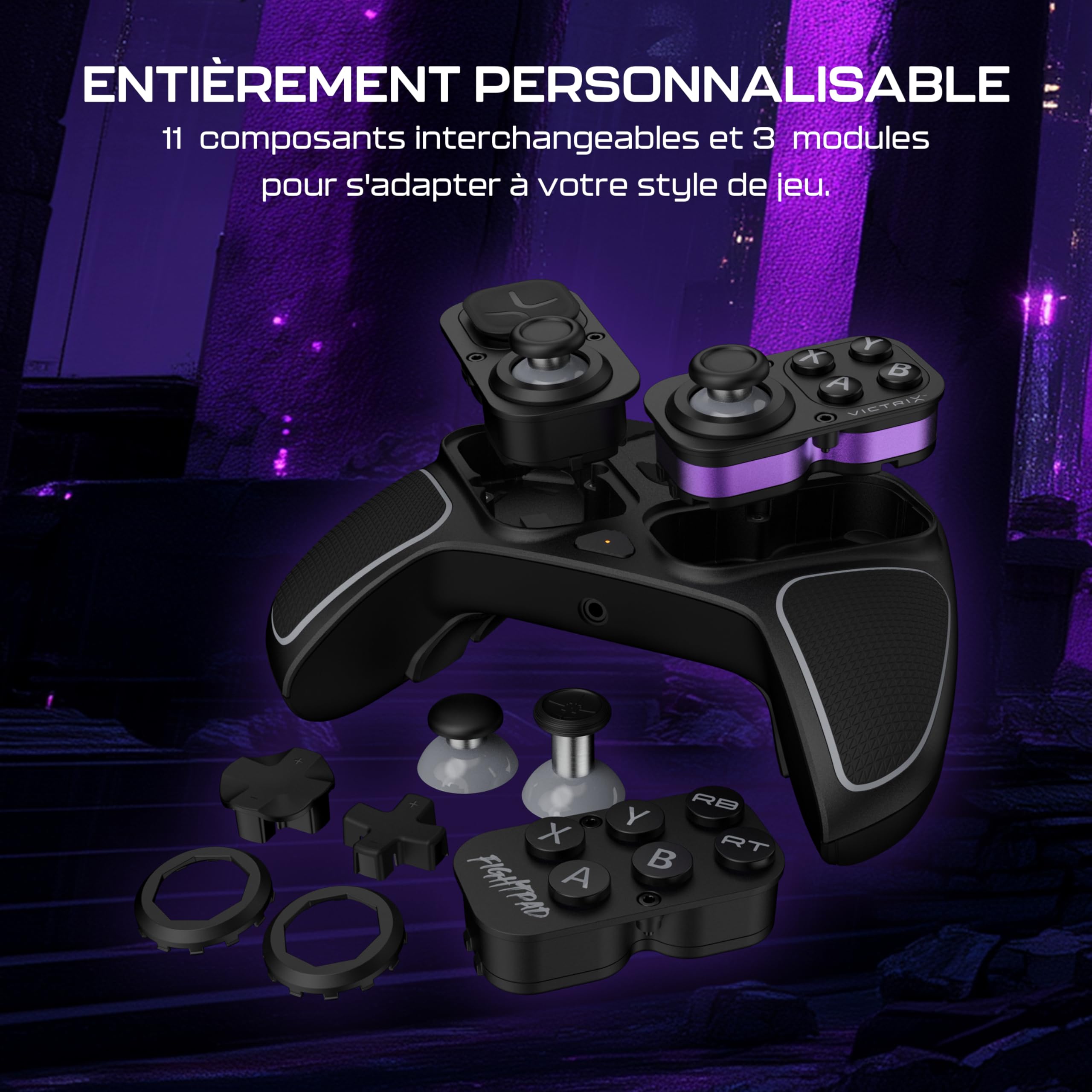 Turtle Beach Victrix Pro BFG Reloaded Noir Xbox Manette de gaming modulaire sans fil w/Bluetooth, module Fightpad et effet Hall pour Xbox Series X et S, Xbox One et PC