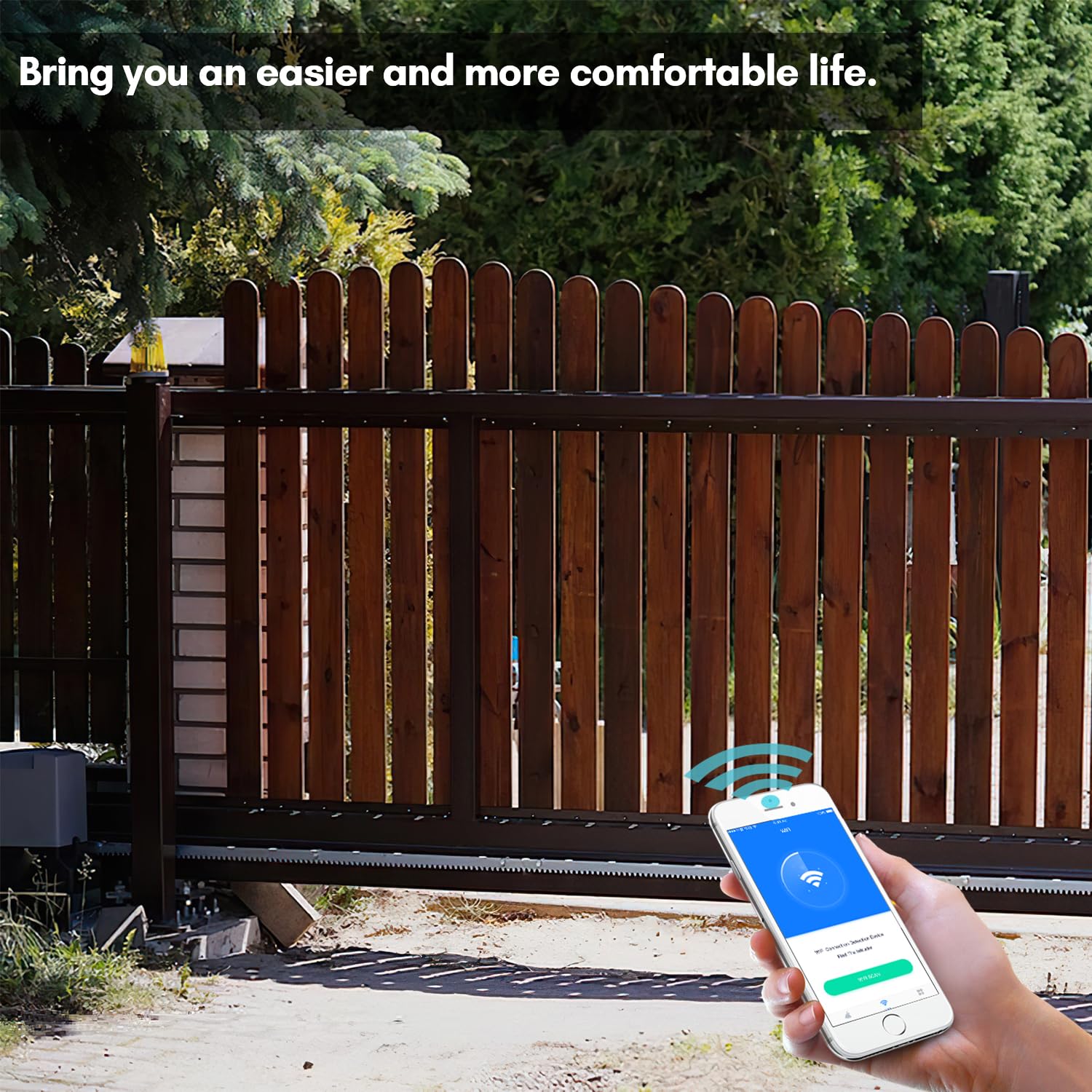 Porta scorrevole 370 W, WiFi, elettrica fino a 800 kg, 12 m/min, apriporta Bluetooth, garage 2 telecomandi