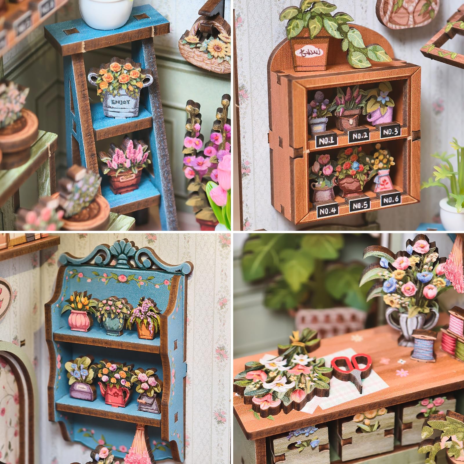 Fsolis Book Nook Kit con Luz LED - Casa de Muñecas en Miniatura 3D para Adultos, Regalo Creativo de Cumpleaños para Mujeres y Niñas(Floristería Champs-Élysées)