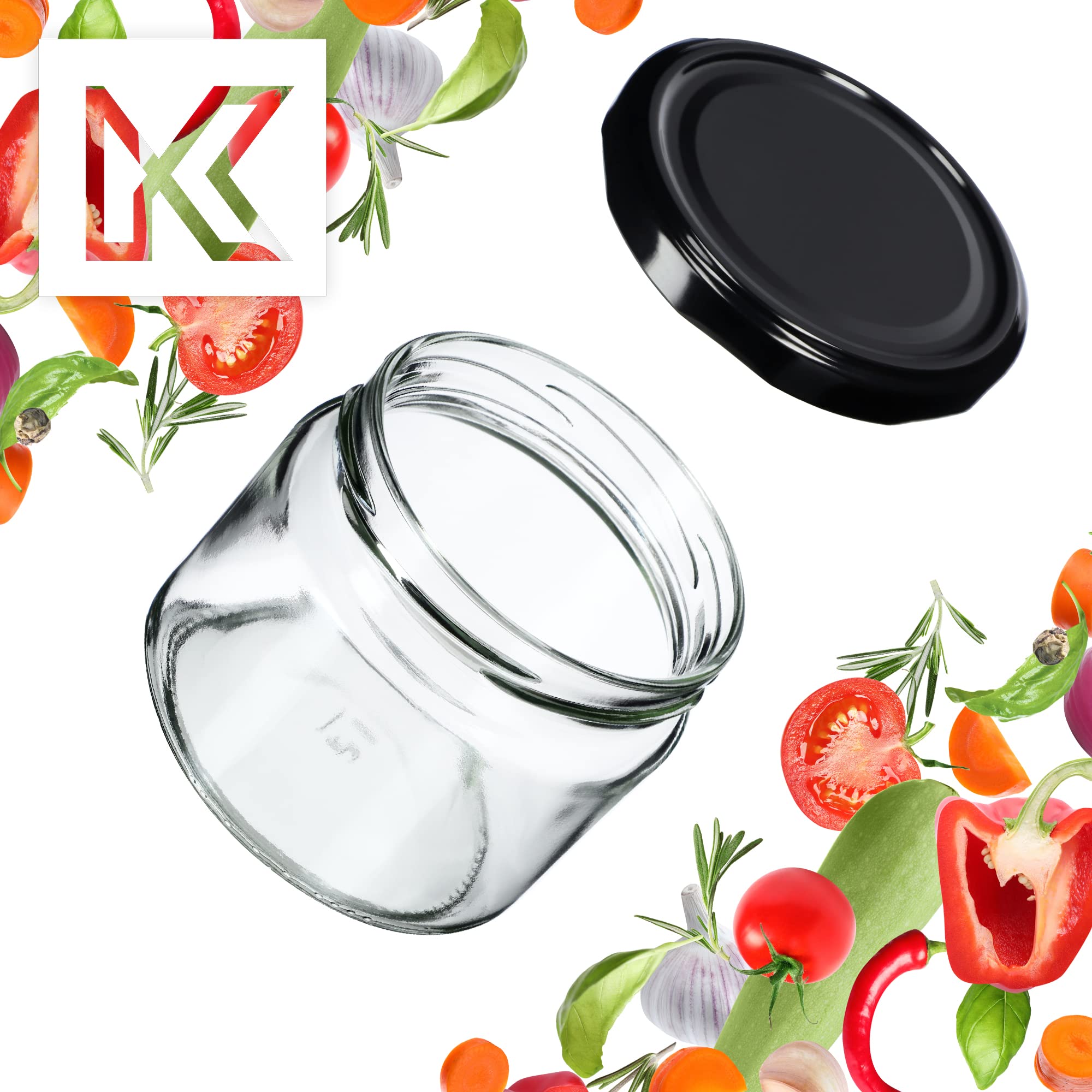 KADAX Lot de 100 bocaux en verre 330ml Ø82 à pois rouges – Couvercle Twist-Off hermétique TO82 – Pour confitures, conserves, cornichons, miel & fermentation