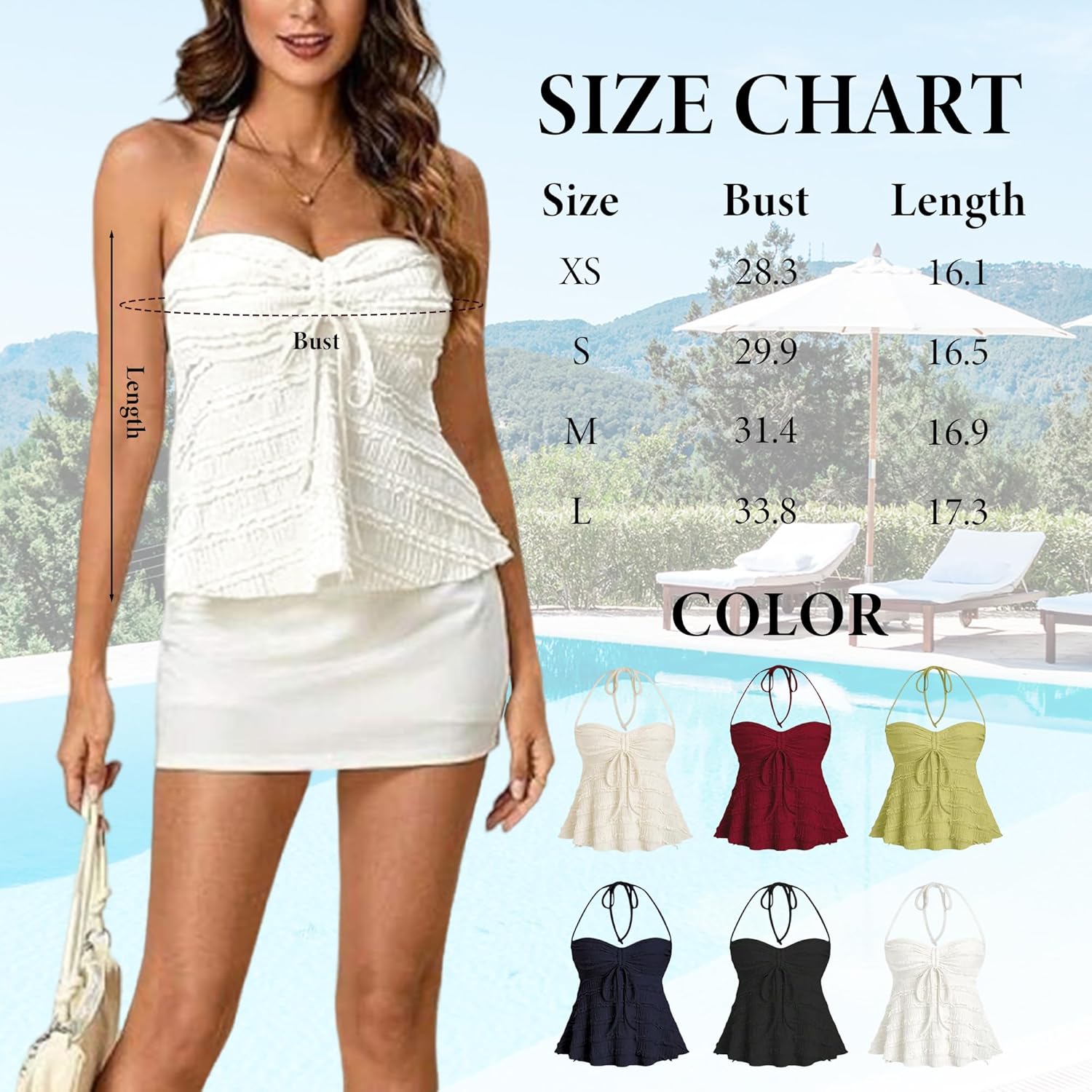 Women's Ruched Halter Tops Peplum Cami Tops Y2K Drawstring Tie Crop Top for Summer Going Out Dressy Casual - Image 5