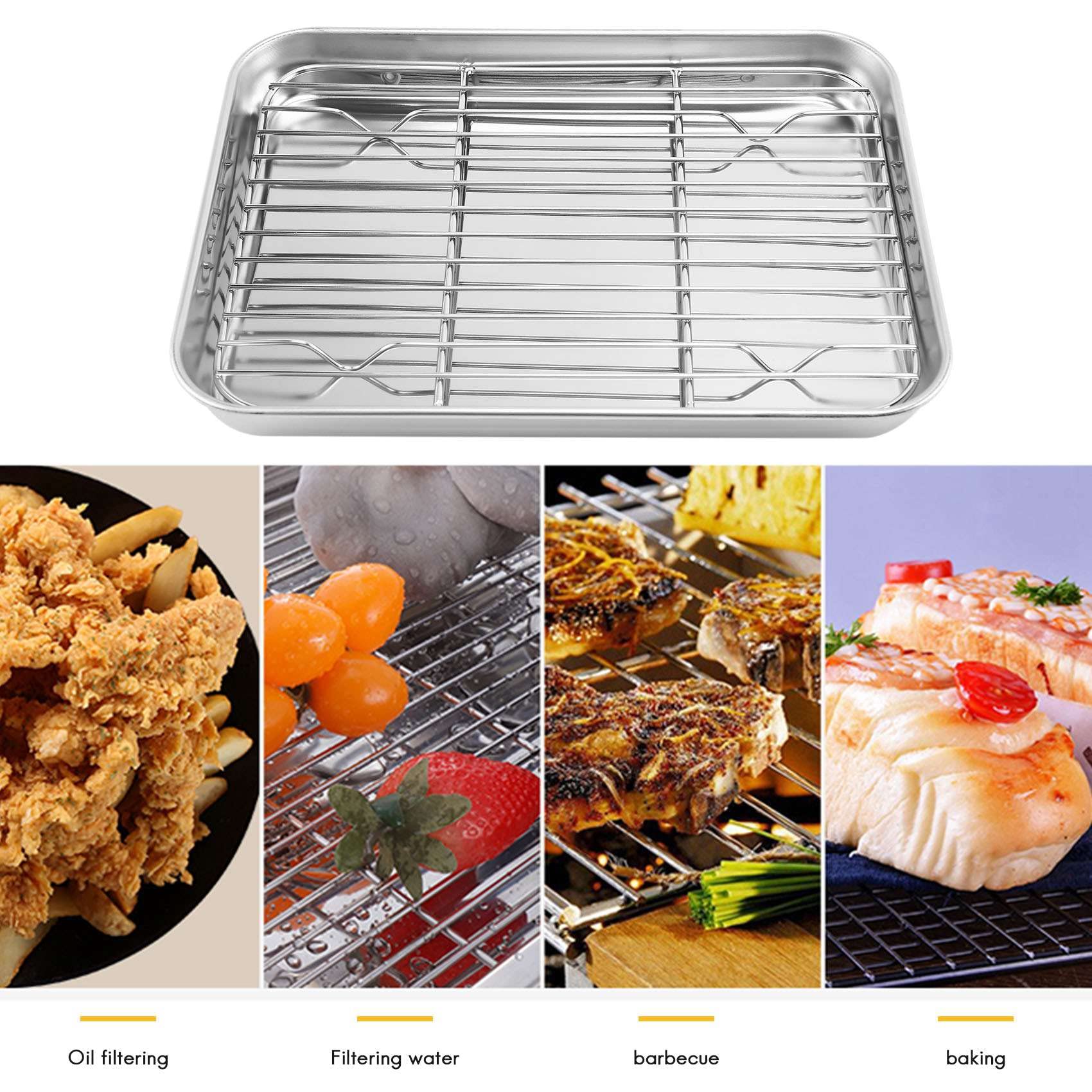 UrbanNest Plateau De Four Grille-Pain 9 Pouces + Rack En Acier Inoxydable - Poêle à Frire Avec Support Refroidissement Lave-Vaisselle