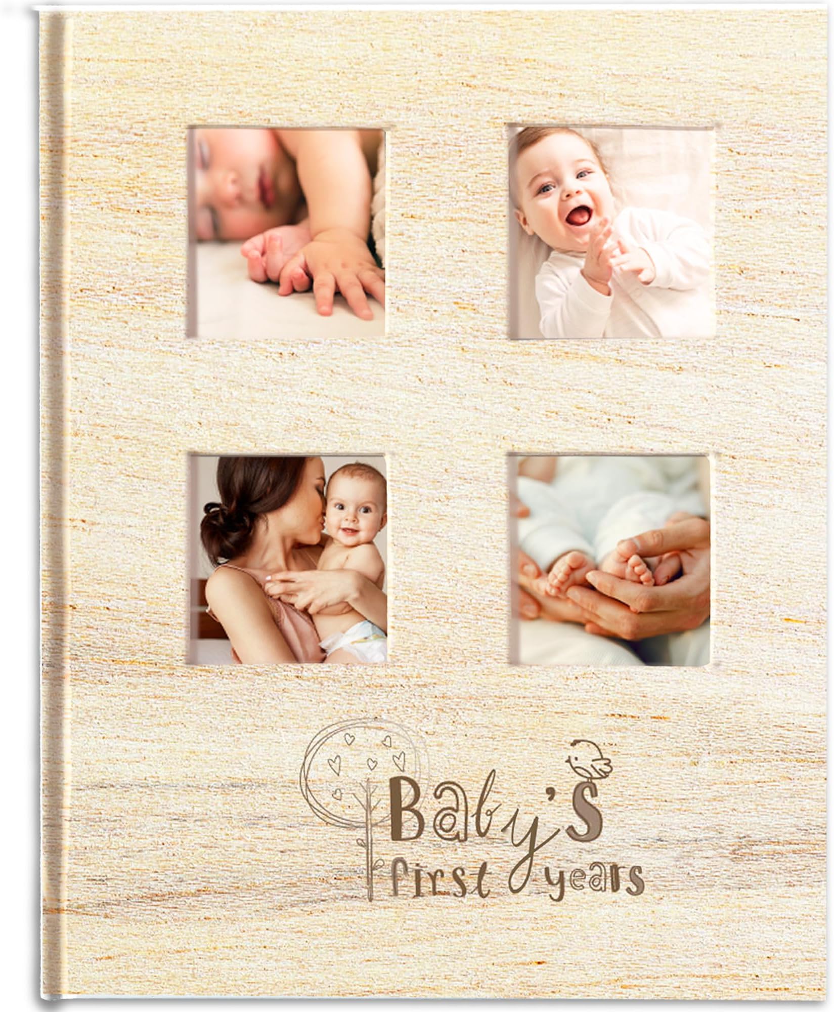 Hapinest Baby Memory Book Scrapbook Album for First 5 Years - Newborn Gender Neutral Baby Boy or Girl Keepsake Registry or Shower Gifts