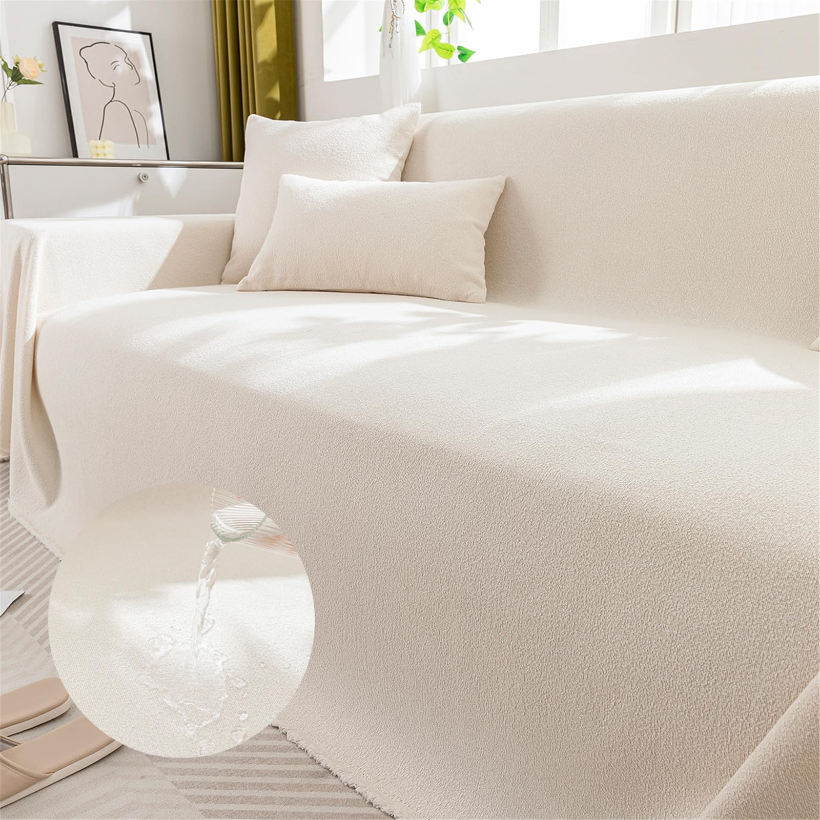 Housse de canapé réversible blanche 180x130 cm jeté imperméable