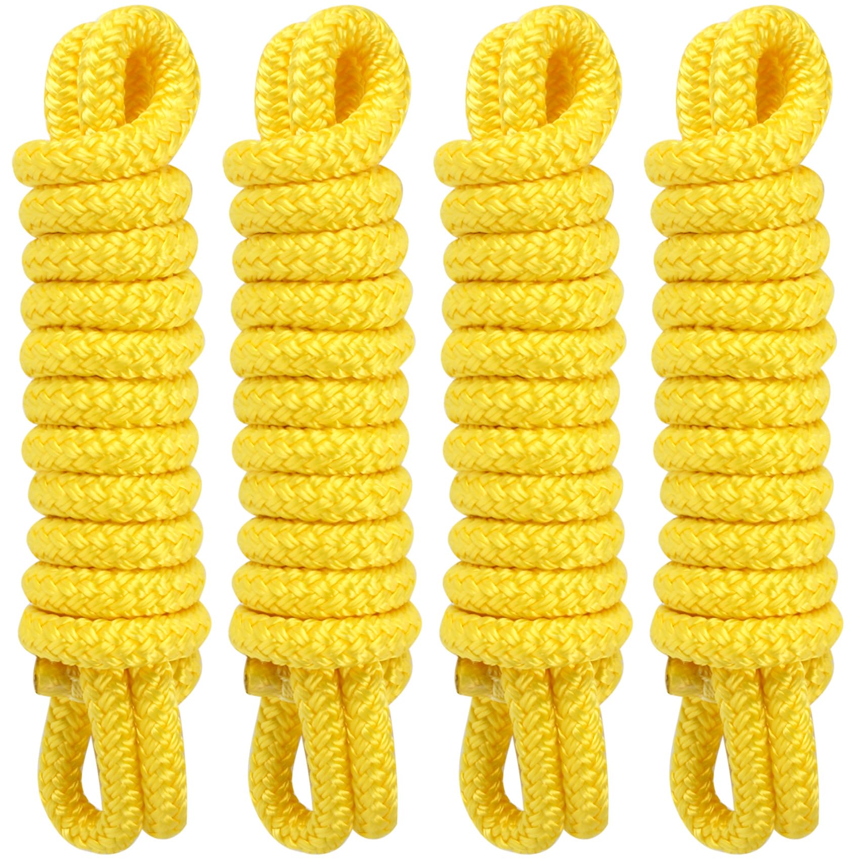 Fender Lines 6' x 3/8" Double Braided Boat Fender Lines 4 Pack, Boat Bumper Rope/Boat Fender Rope 9 Colors Boat Ropes for Docking with 5'' Eyelet Premium Dock Lines for Boats - Yellow