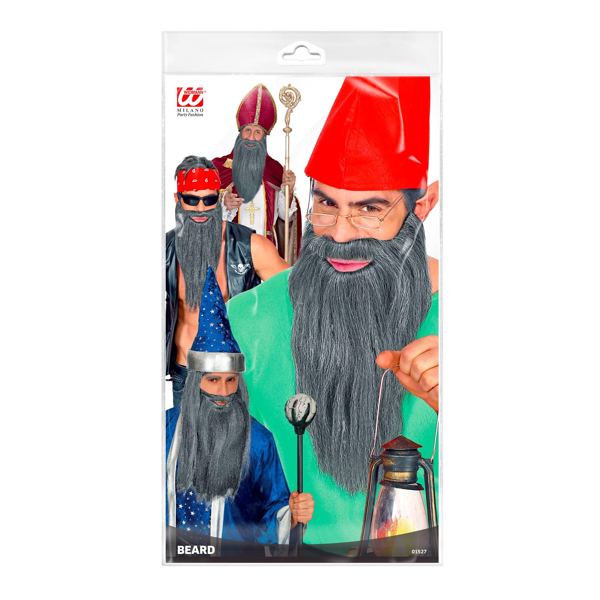 W WIDMANN MILANO Party Fashion, Multi-Character Long Beard with Moustache, for Adults Gnomes, Goblins, Elves, Wizards - Image 2