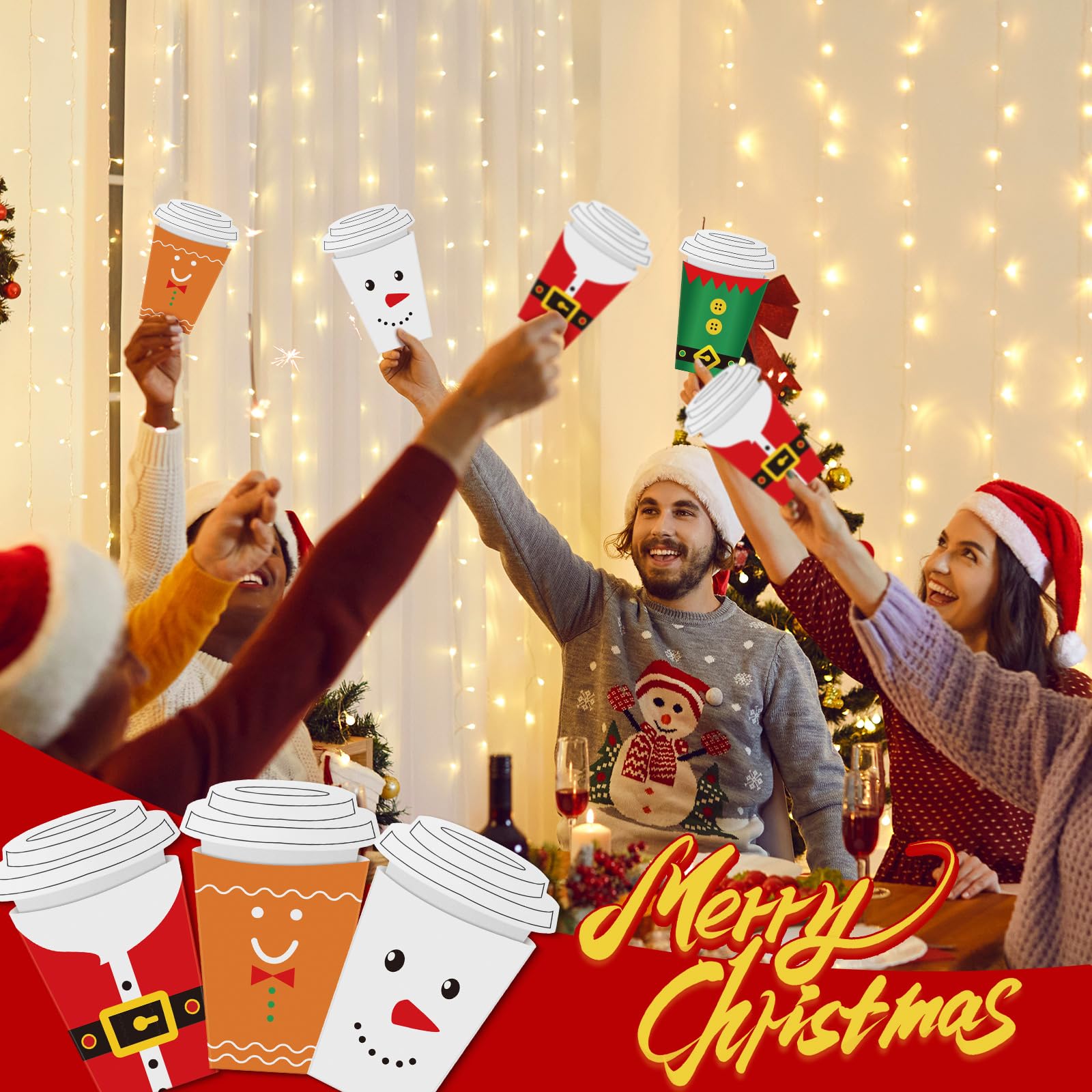 Hillban 24 Stück Weihnachtsgeld- und Geschenkkartenhüllen, Weihnachtsgeschenkkartenhalter, Weihnachtsgeldhalter, Ornamente, Weihnachtsgrußkarten für Weihnachtsfeier, Geschenkdekoration