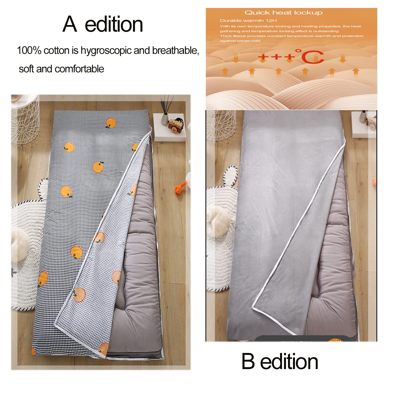Funda De Algodón para Colchón De Futón De Suelo Japonés Tradicional con Cremallera, Lavable A Máquina, Colchón De Camping, Cubierta Protectora,G,90X190cm