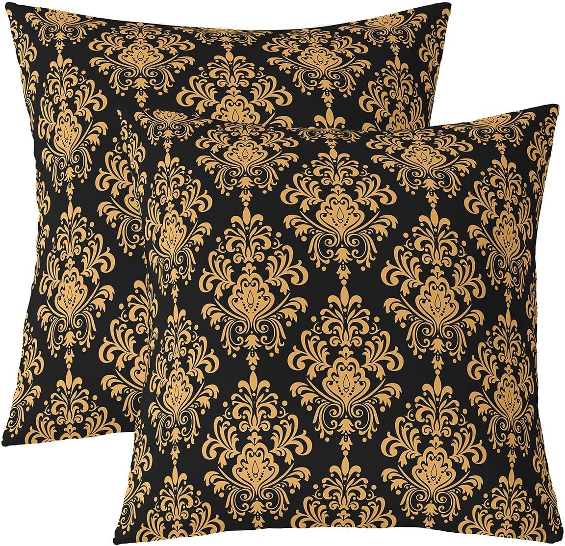 jejeloiu Grey Damask Cushion Case Gothic Goth Skull Throw Pillow Covers 22"x22" Set of 2 Soft for Kids Boys Girls Teens Room Decor Vintage Floral Jacquard Bohemia Boho Exotic Texture Decor Pillowcases