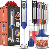 Vista 18 de Potente batidora de inmersión, batidora de mano eléctrica de 500 vatios con modo turbo, base desmontable. Batidora de cocina de mano para sopa