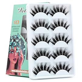 Veleasha Lashes 5D Faux Mink Lashes 100% Handmade Luxurious Fake Eyelashes Lightweight Fluffy False Eyelashes 5 Pairs Pack (Dubai)