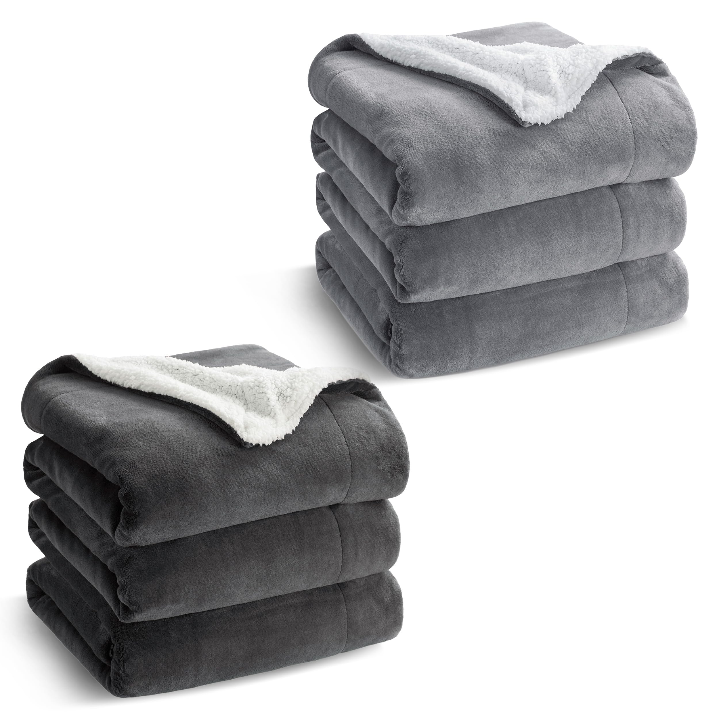 BEDSURE Kuscheldecke - Warm Sherpa Decke Grau &Anthrazit 220x240