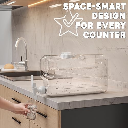 Miniatura 6 de Dispensadores de agua para refrigerador, botella delgada de 1.1 galones con espita, jarra de agua rectangular de plástico sin BPA a prueba de fugas