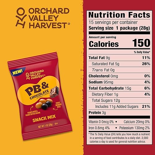 Miniatura 2 de Orchard Valley Harvest Aperitivos de maní con cobertura de mantequilla de maní y bocaditos de brownie fudgy con cobertura de chocolate, 1 onza de
