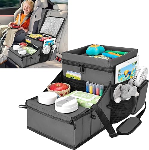 Miniatura 9 de COOLBEBE Organizador de asiento de automóvil, organizador de asiento trasero de automóvil con portavasos para viajes de niños y adultos, organizador