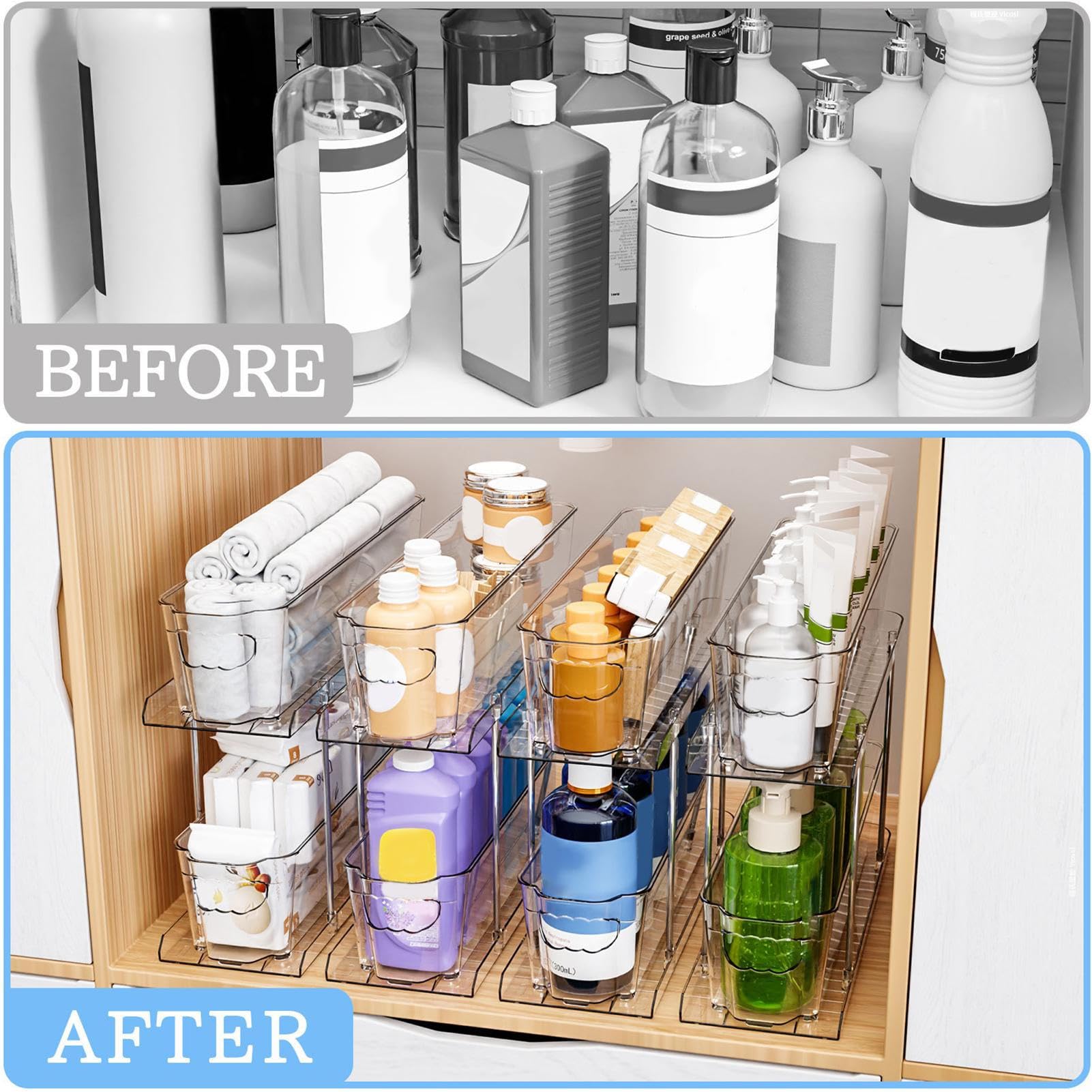 Organizzatore sotto il lavello, Organizzatori e contenitori sotto il | Ripiano estraibile sotto il mobile a 2 livelli, cassetto estraibile mult