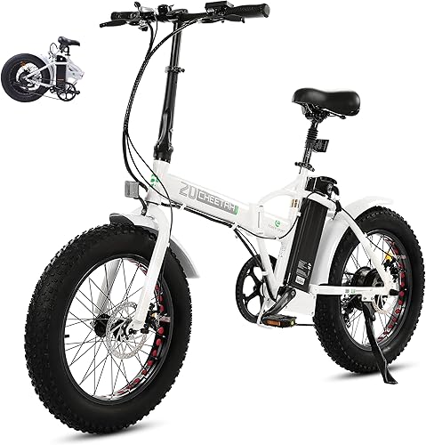 ECOTRIC Bicicleta eléctrica para principiantes, 500 W, plegable, bicicleta E de 20 pulgadas, neumático grueso, plegable, bicicleta eléctrica