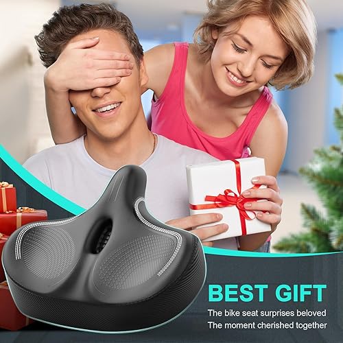 Miniatura 4 de Asiento de bicicleta para hombres y mujeres, cómodo extra ancho, asientos de bicicleta sin nariz para asiento de pelotón, sillín más cómodo para