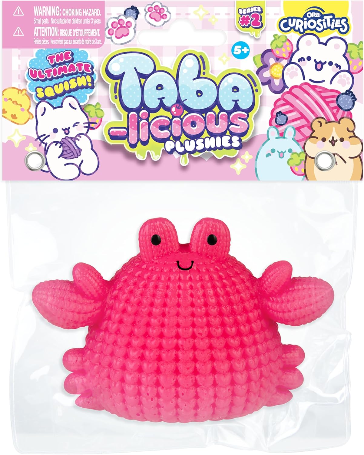ORB Tabalicious Plushies TABA Squishy Crab Plushy Toy - Crochet Style TABA Animal Plushies - Soft, Sticky Taba-Licious Squishies - Fun Stress Relief - Kawaii Sensory and Fidget Toys Kids and Adults