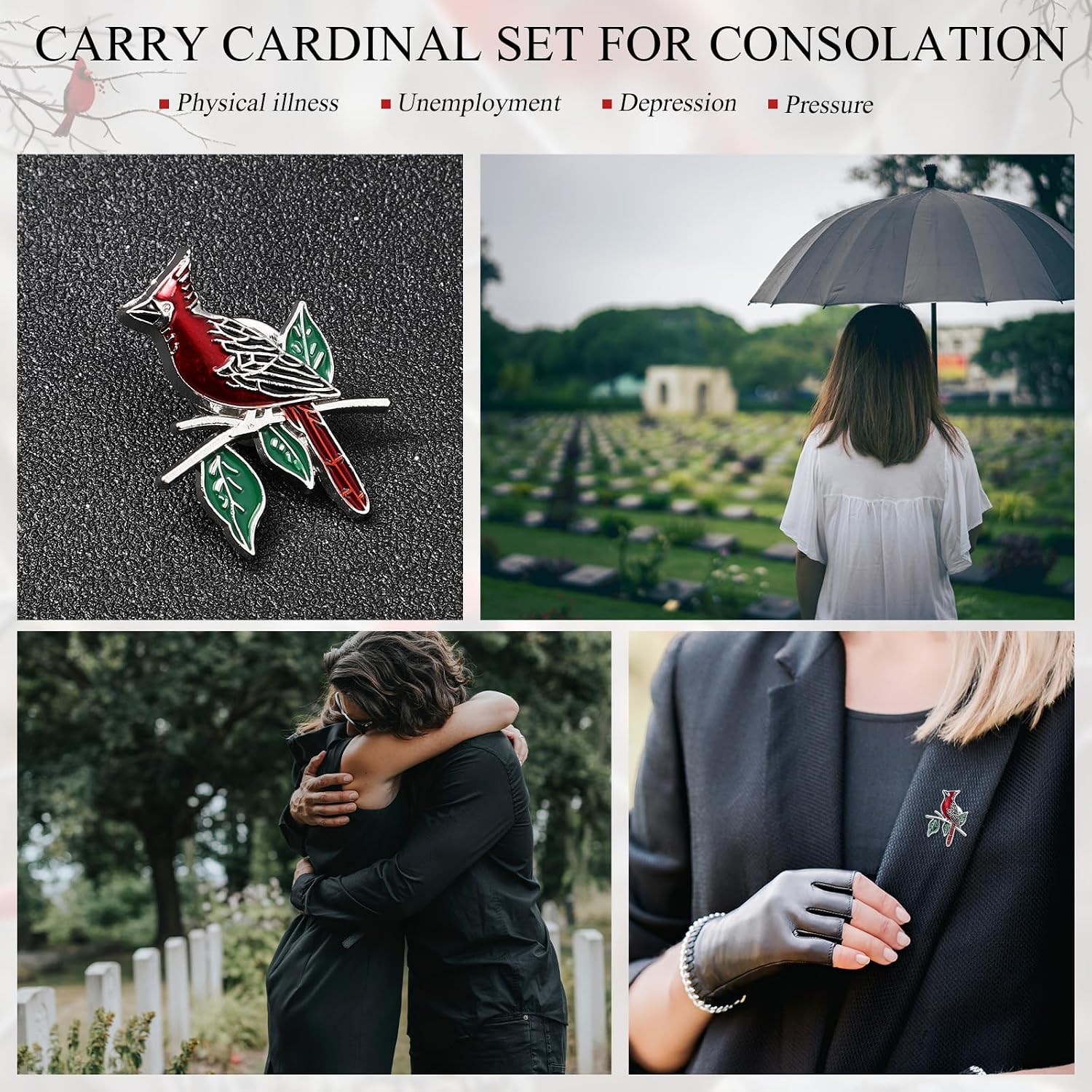 Landical 30 Sets Funeral Favors Celebration of Life Decorations Cardinal Lapel Pins Remember Me Poem Memorial Cards Funeral Favors for Guests Family Remembrance Gifts