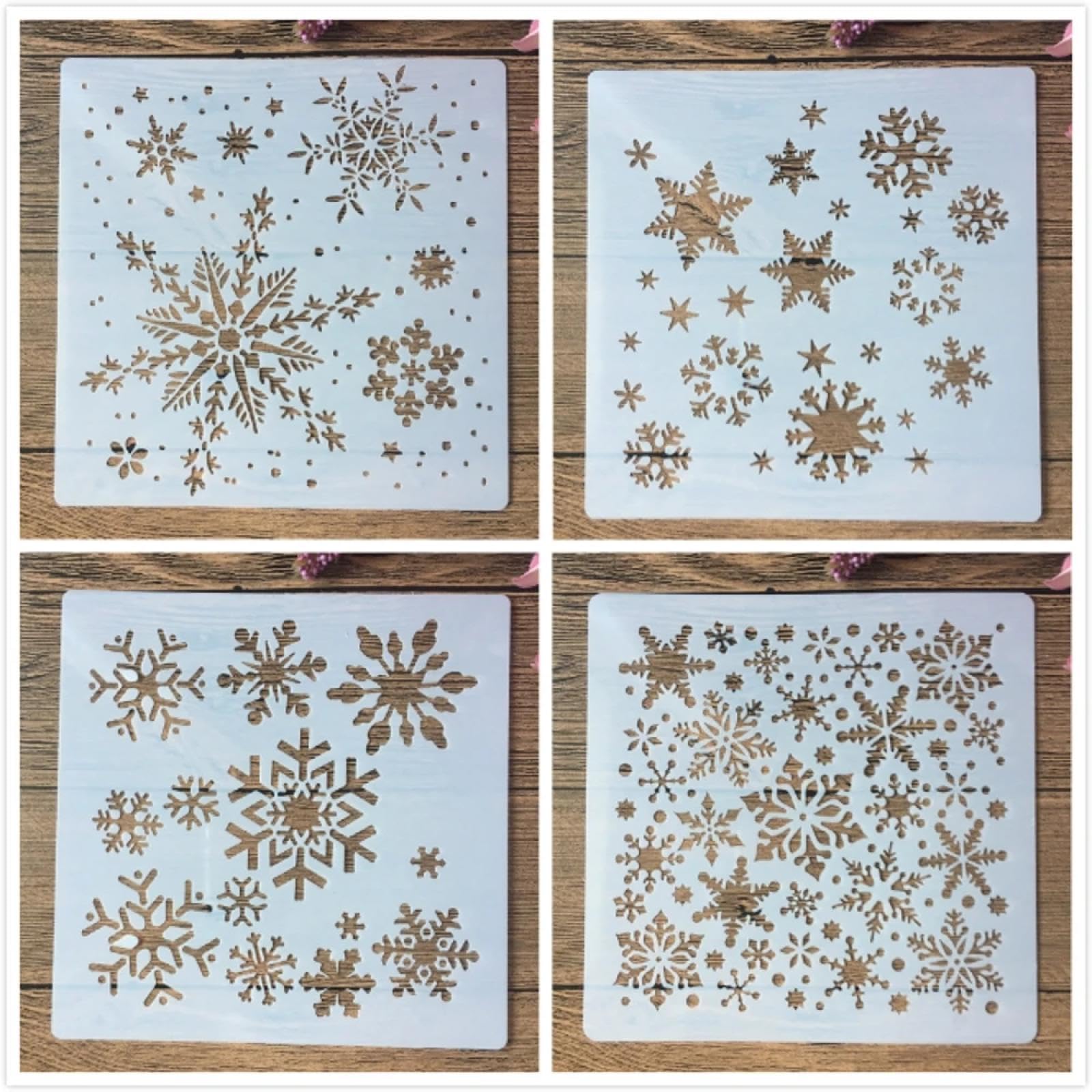 Pochoir flocon de neige haut de gamme de 20x20 cm pour décoration de meubles durable