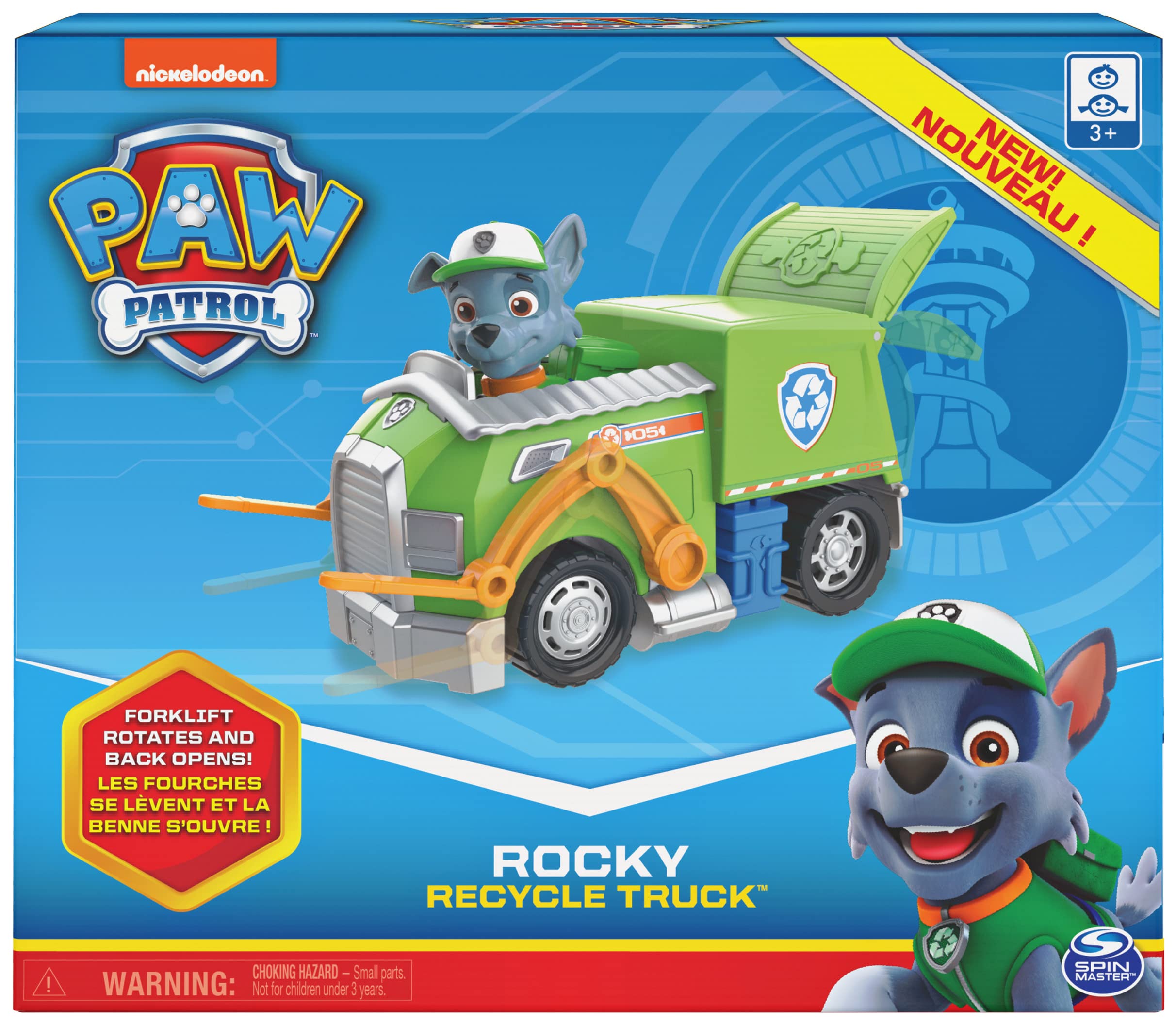 Paw Patrol, Rocky's Recycle Truck Vehicle with Collectible Figure, for Kids Aged 3 and Up, Multicolor, (6061804)