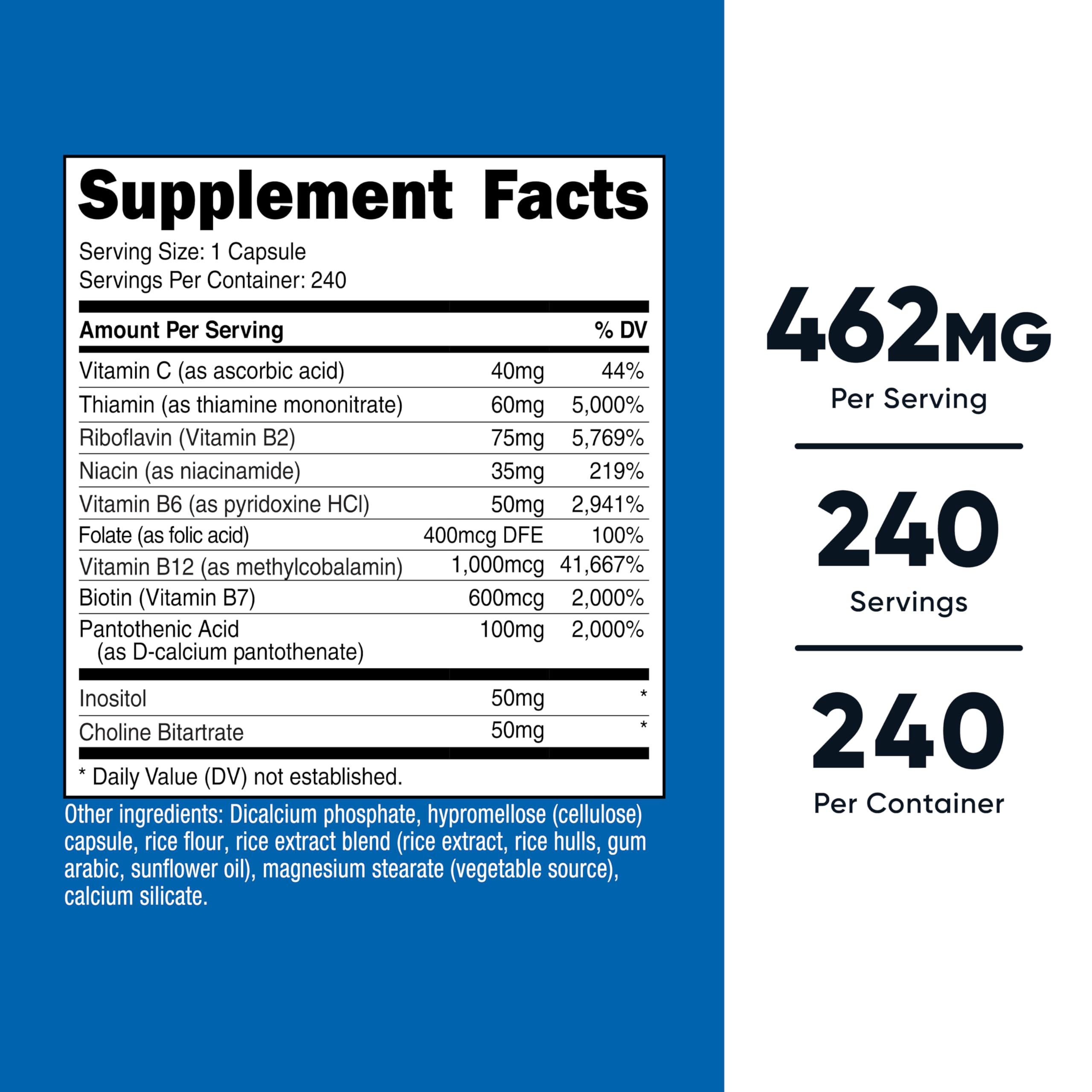 Nutricost Vitamin B Complex 462mg, 240 Capsules, with Vitamin C — Amazon image 2