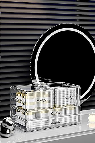 Miniatura 10 de ZHIAI Organizador de maquillaje a rayas para tocador, organiza tus artículos esenciales de belleza con organizadores de maquillaje y almacenamiento,