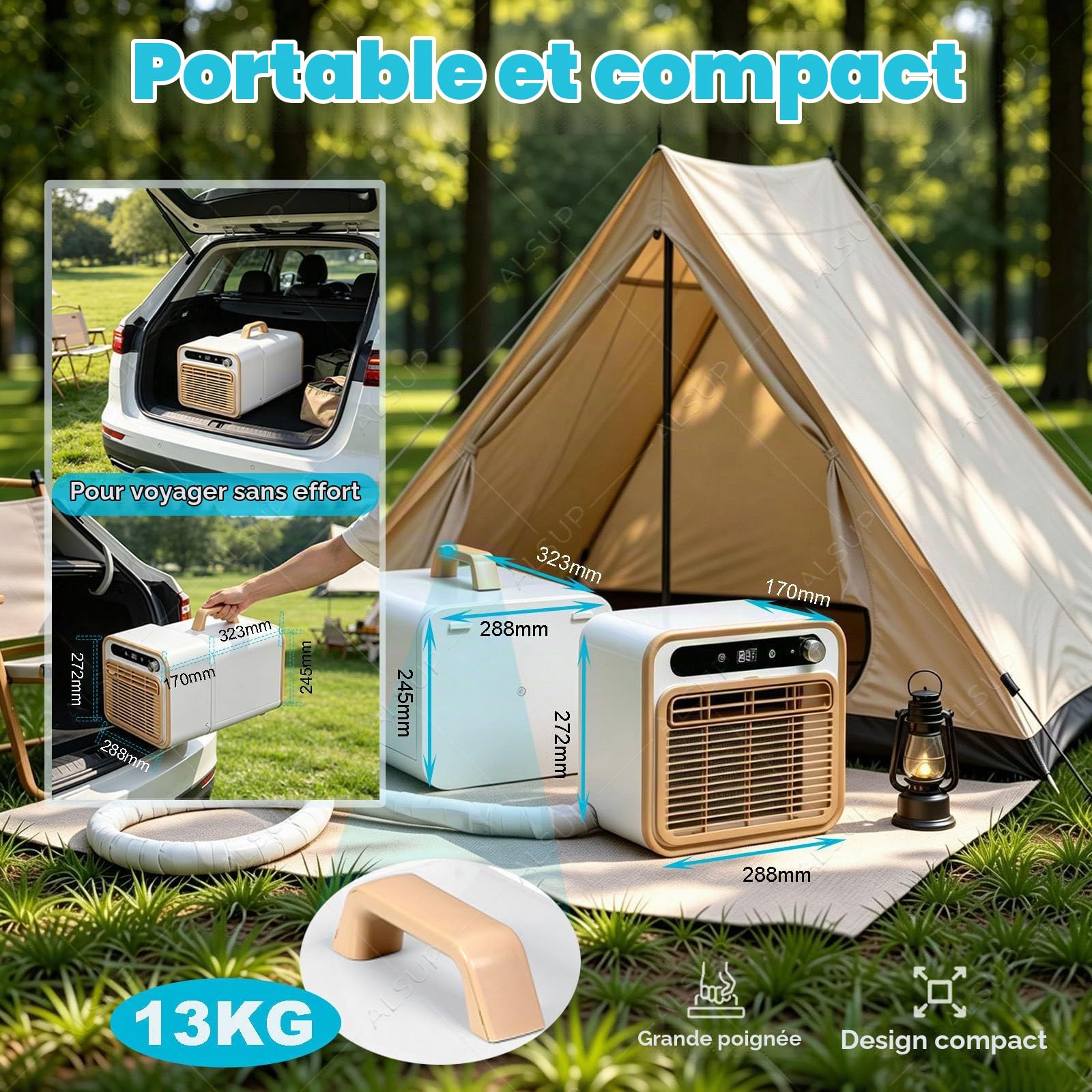 Climatiseur Portable, Refroidissement Silencieux de 5000 BTU 1.5m