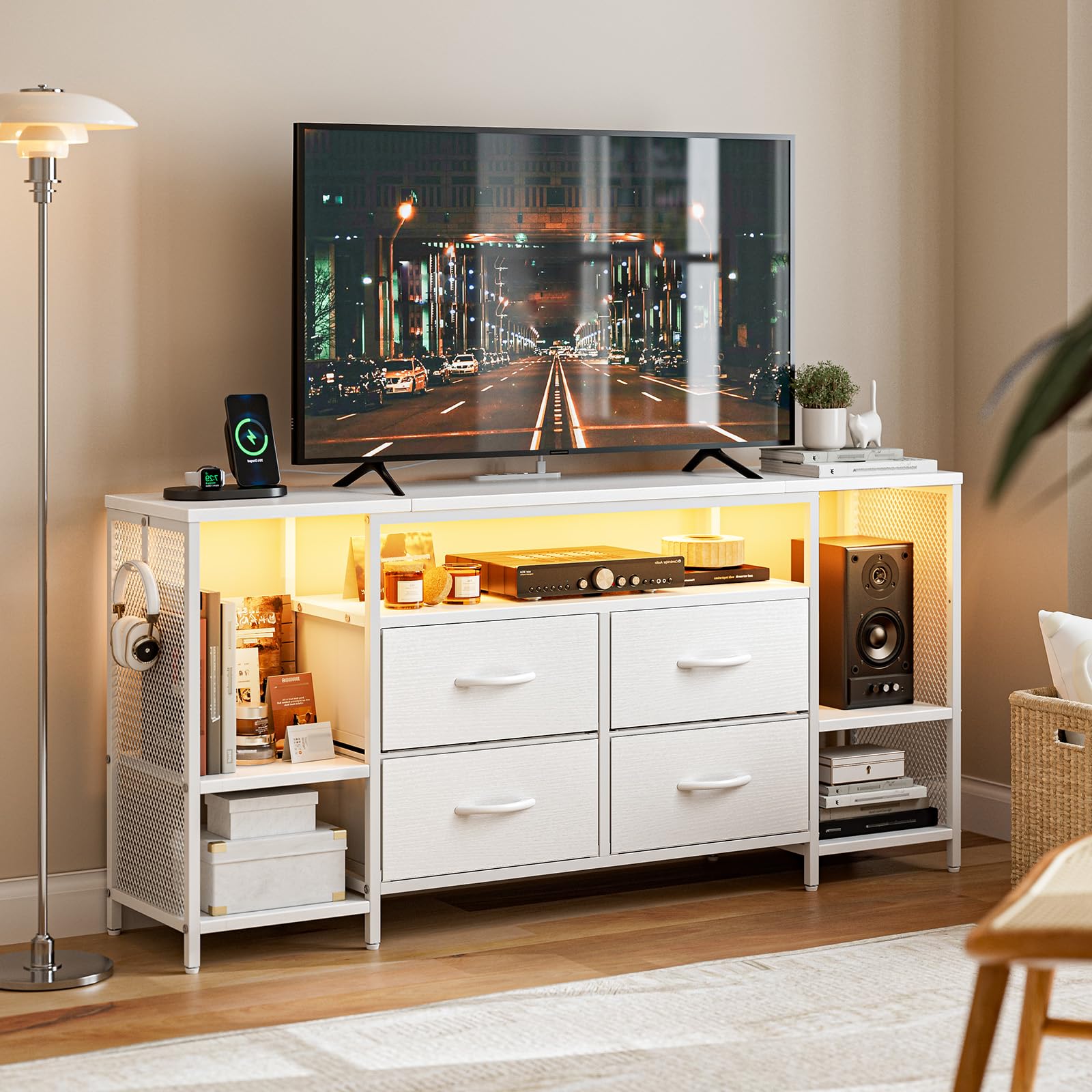 Amazon｜IKIFLY テレビ台 ローボード 収納チェスト ロータイプ 棚付き