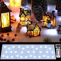 Vista 10 de Zhengmy Manta de Nieve Navideña Pre-iluminada con Camino de Mesa con Luces LED, Manta de Nieve Artificial para Decoraciones de Mesa y Pueblo Colorido
