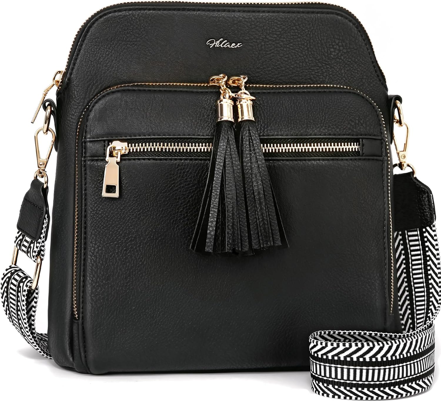 Women's Leather Crossbody Bags Anti Theft Purses RFID Blocking Handbags Trendy Travel Adjustable Strap Tassel