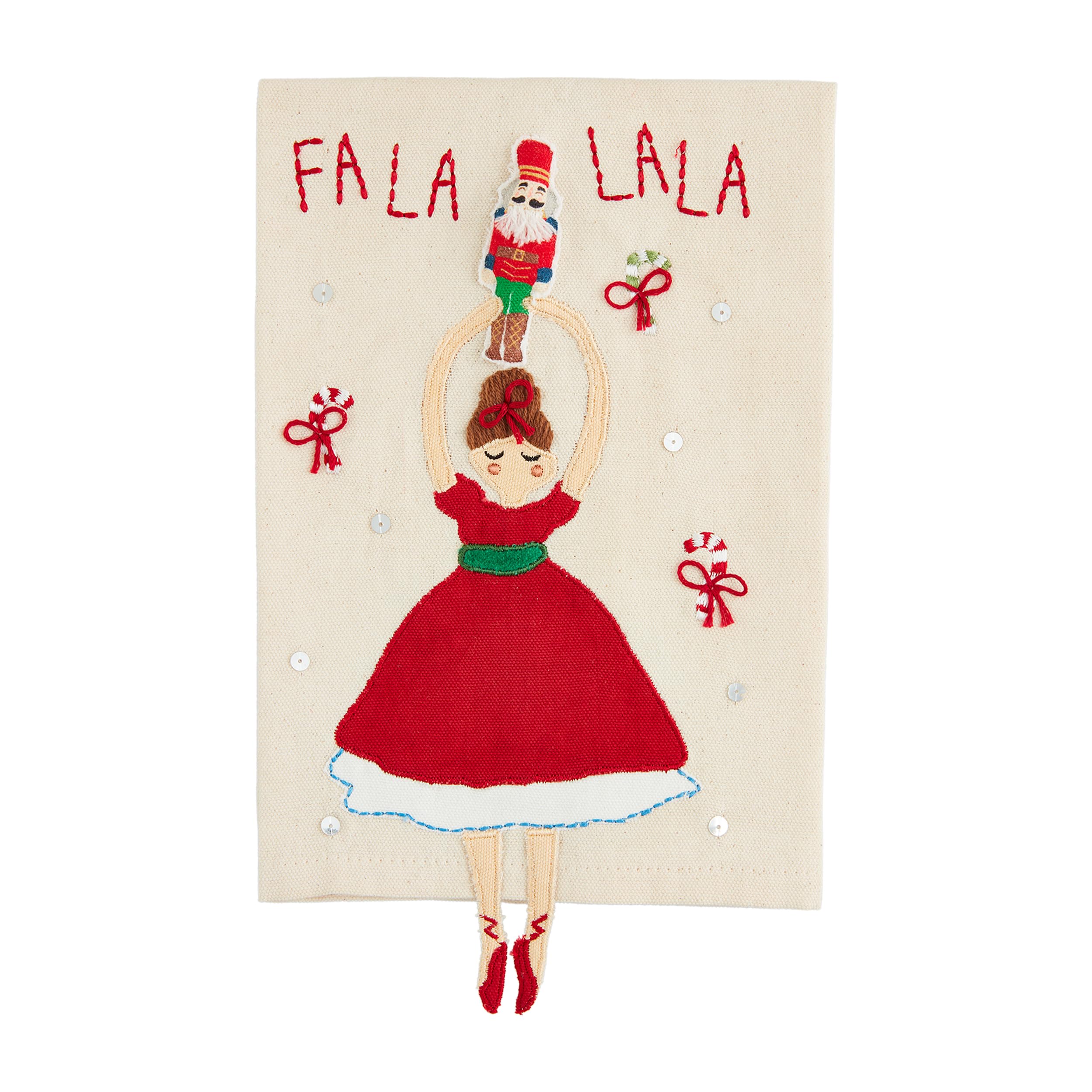 Mud Pie Nutcracker Dangle Towel, FA La, 21" x 14"